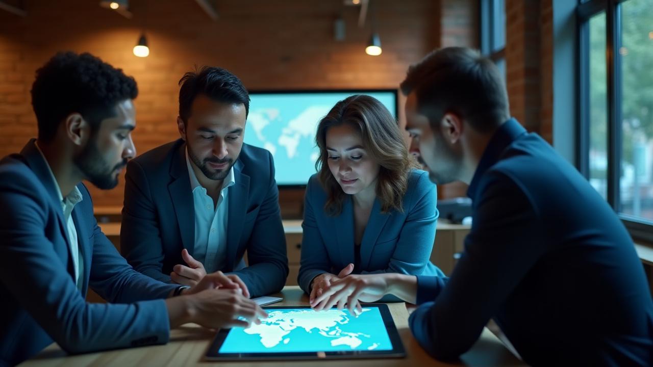 Chronos AI interdisciplinary team collaborating in a modern New York office setting with historical data visualizations